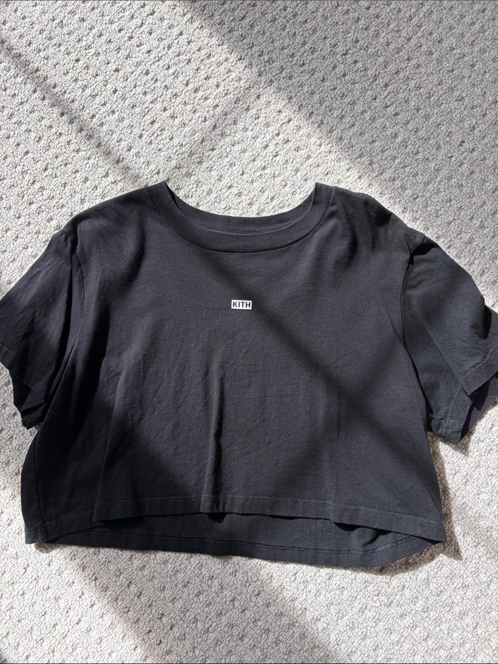 Kith Black Cropped Tee with Center Box Logo